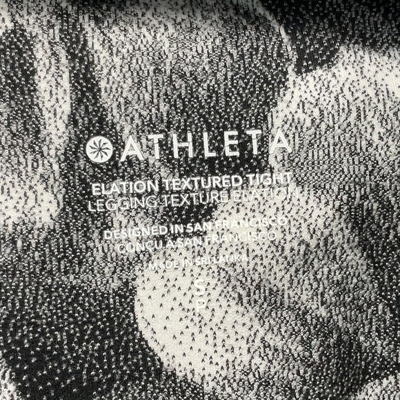 ATHLETA Women's Elation Textured Tight Size S Small Chakra Floral Black White - Picture 6 of 9